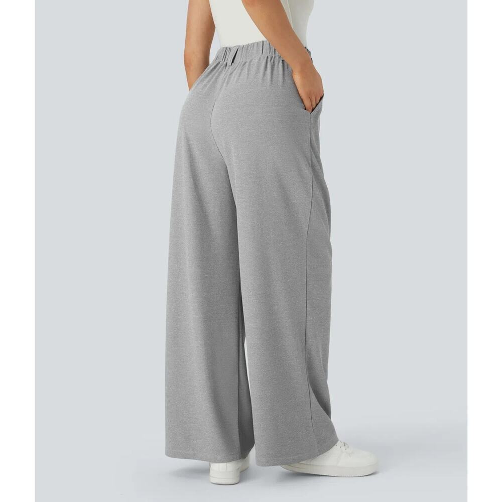 Halara Flex High Waisted Pocket Wide Leg Y2K Work Pants Gray Medium A007089 - Picture 2 of 11